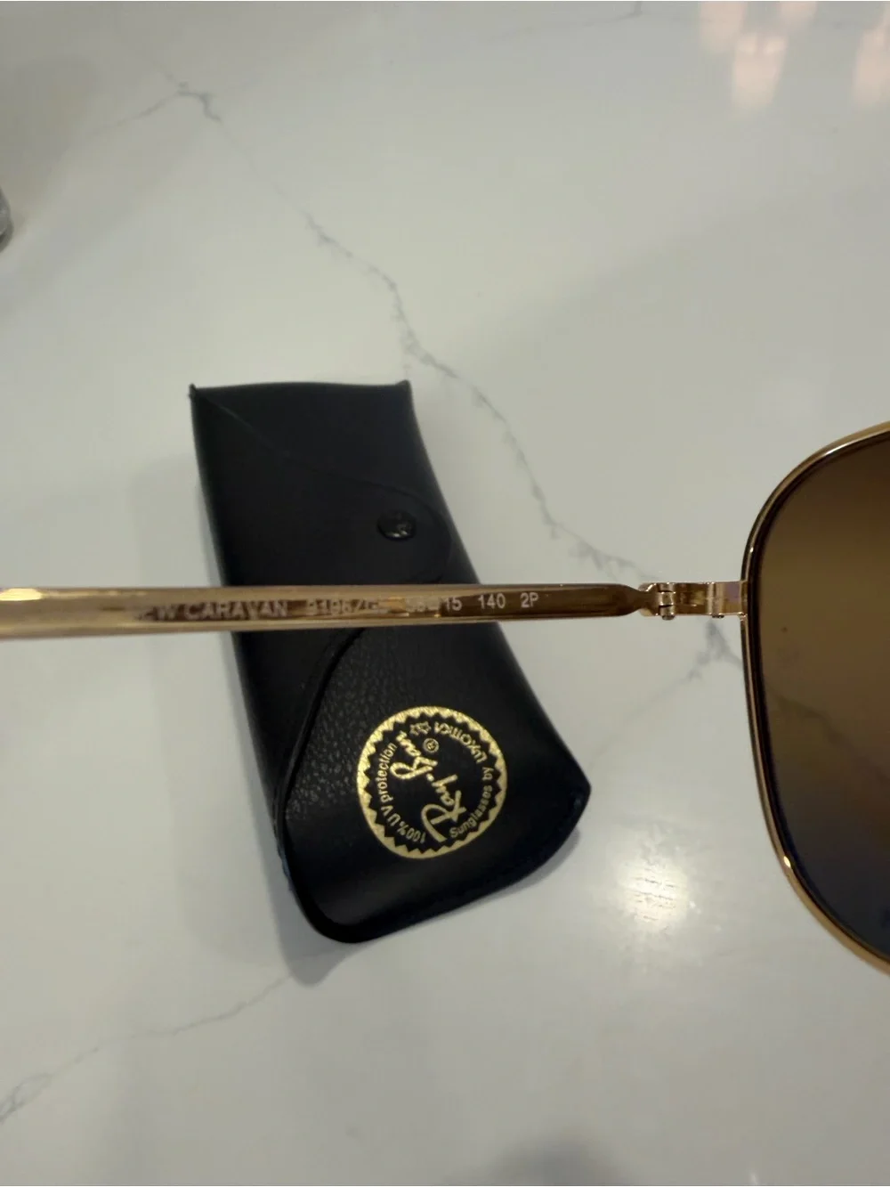Ray-Ban Gold Frame Caravan Sunglasses with Brown Lenses